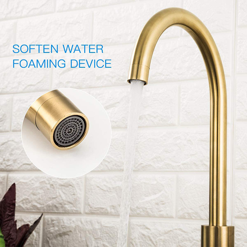 Stainless steel golden kitchen faucet, brushed gold face basin, washbasin, basin, mixed kitchen hot and cold Faucet - Image 2