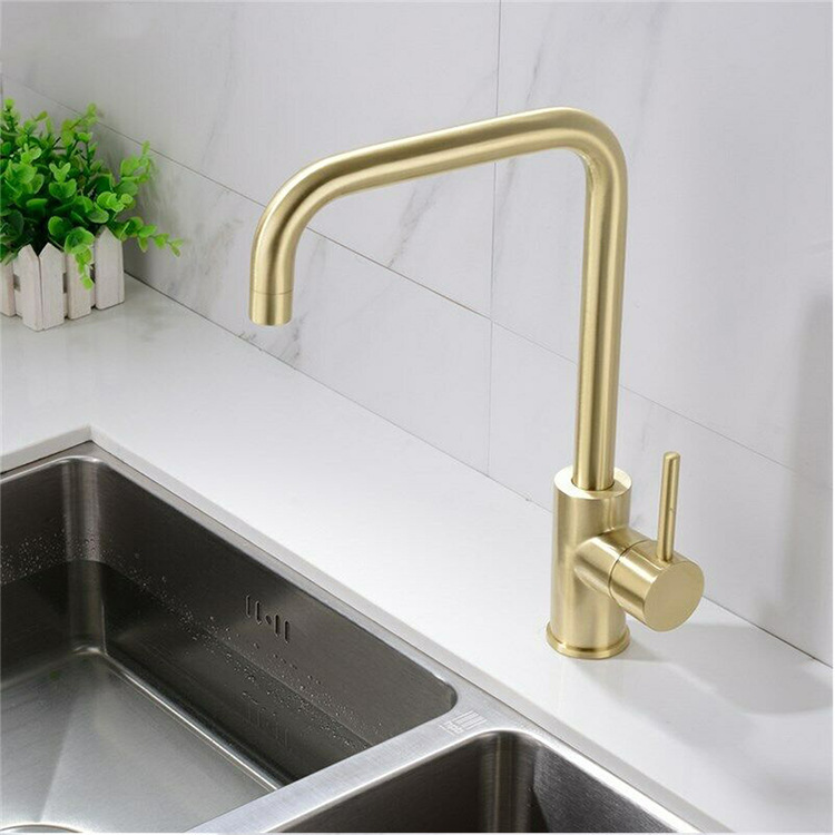 Stainless steel golden kitchen faucet, brushed gold face basin, washbasin, basin, mixed kitchen hot and cold Faucet - Image 6