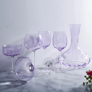 540209884 British Lavender Goblet Champagne Glasses Set Nordic Style New Crystal Light Luxury Wine Glass Home Colored Glass Cups Decanter